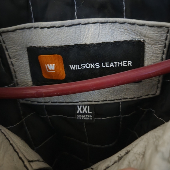 Gray Leather Jacket with Zipper Details - Picture 3 of 4